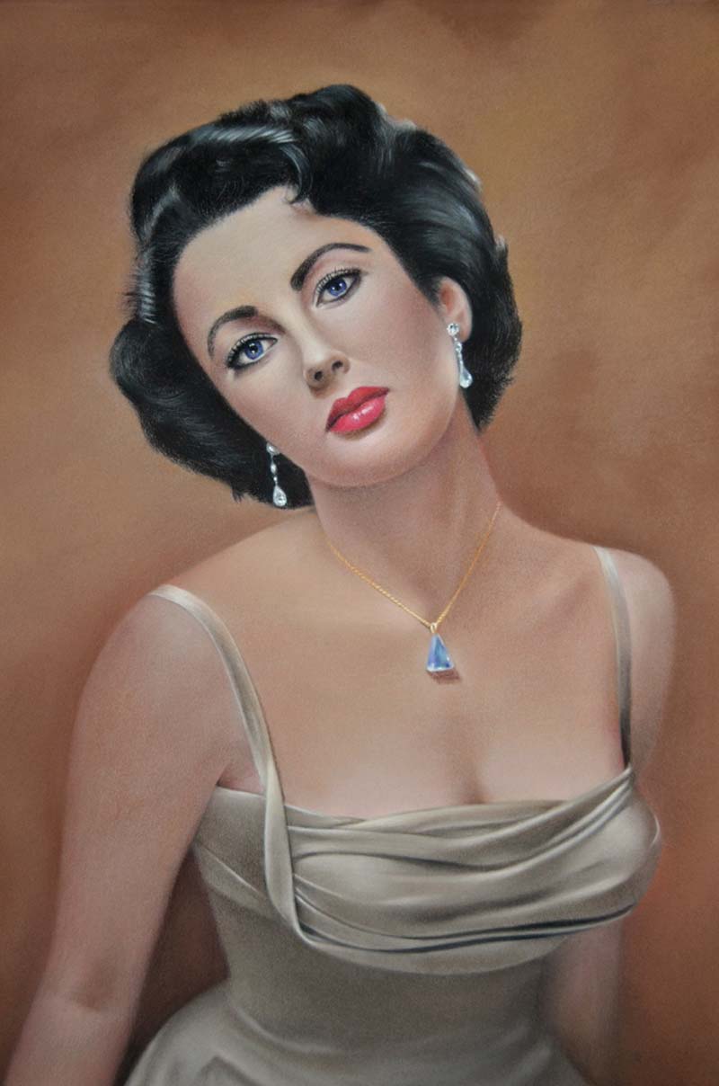 liz taylor original pastel